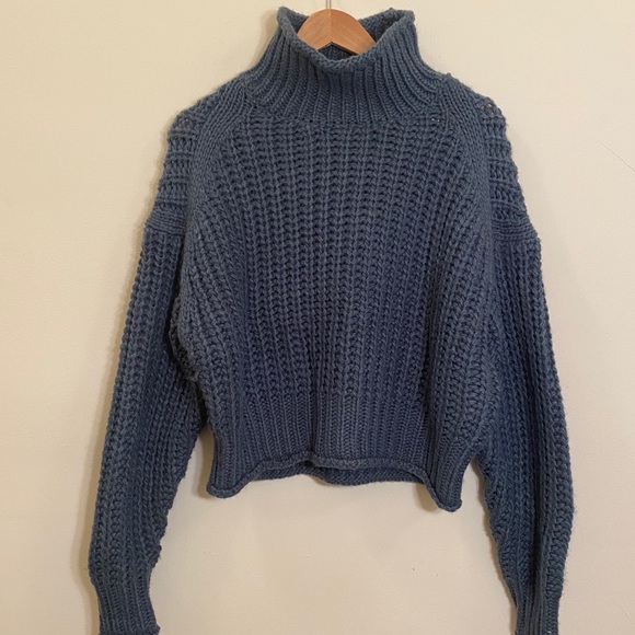 H&M Knit Sweater Teal Blue Turtleneck - Picture 3 of 14